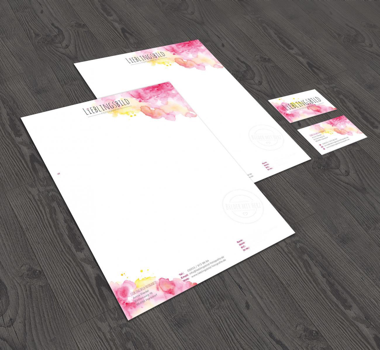 Geschäftsausstattung Fotografin Briefpapier Visitenkarte Logo