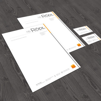 Corporate Design Schreinerei Rödl Logo Briefpapier Visitenkarte