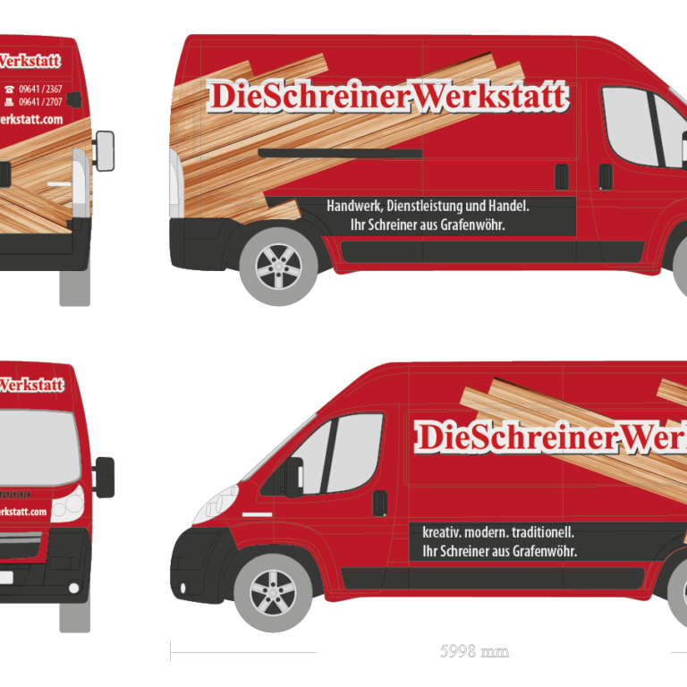 Entwurf Fahrzeugbeklebung DieSchreinerWerkstatt