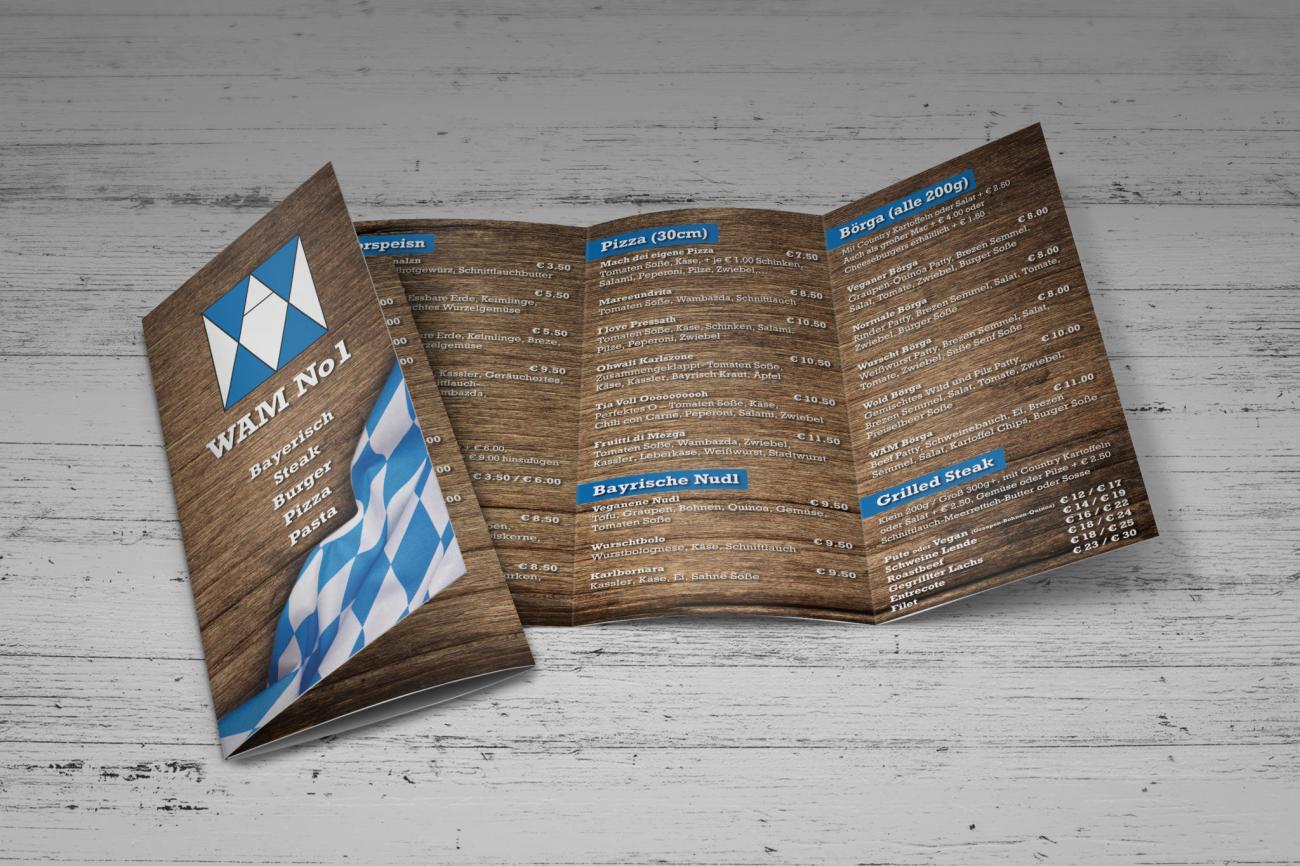 Speisekarte zum Mitnehmen