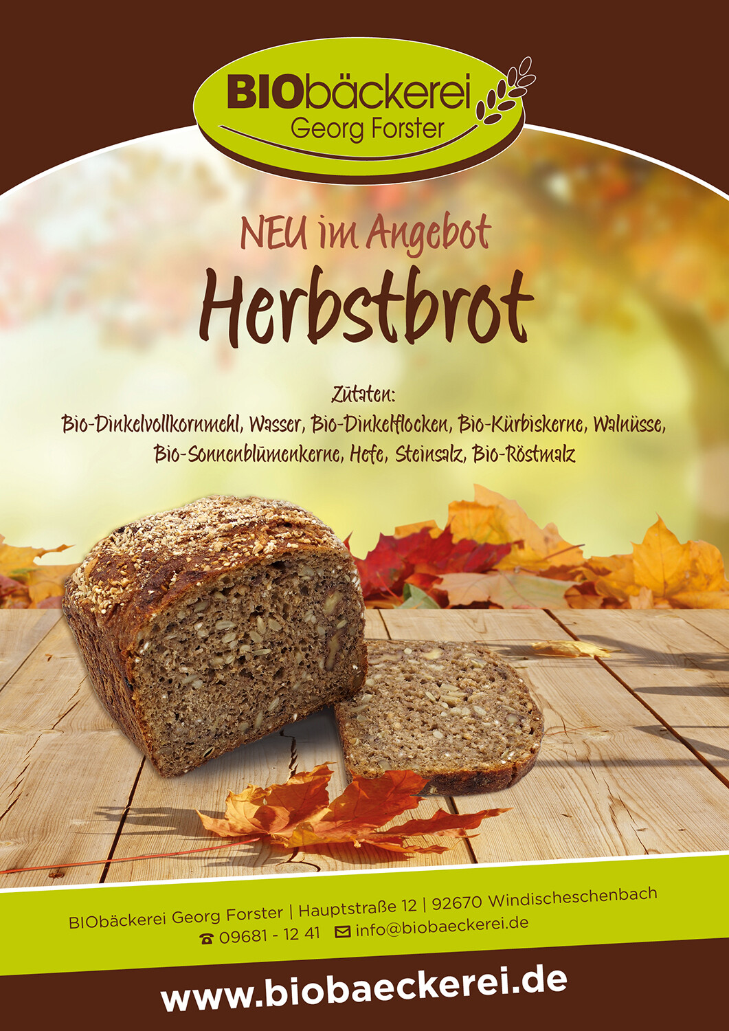 Plakat Herbstbrot Bäckerei Forster