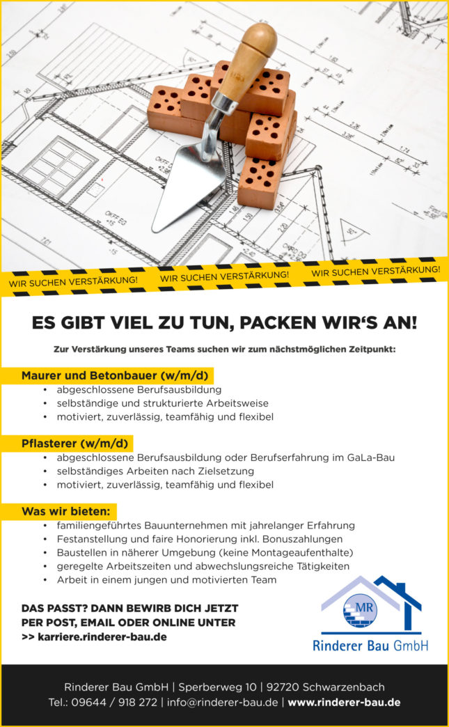 Stellenanzeige für Rinderer Bau GmbH