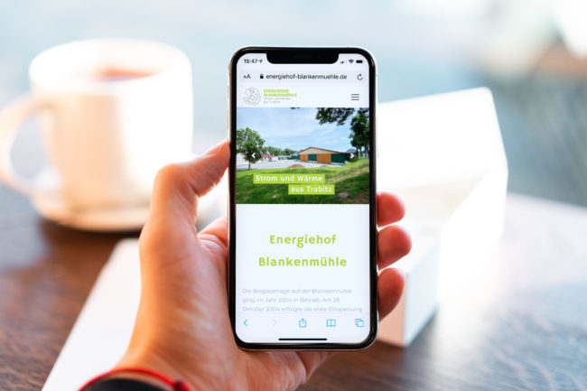 Blankenmühle, Bio, Energiehof, Biogasanlage, Fotografie, responsive Webseite für die Biogasanlage Blankenmühle