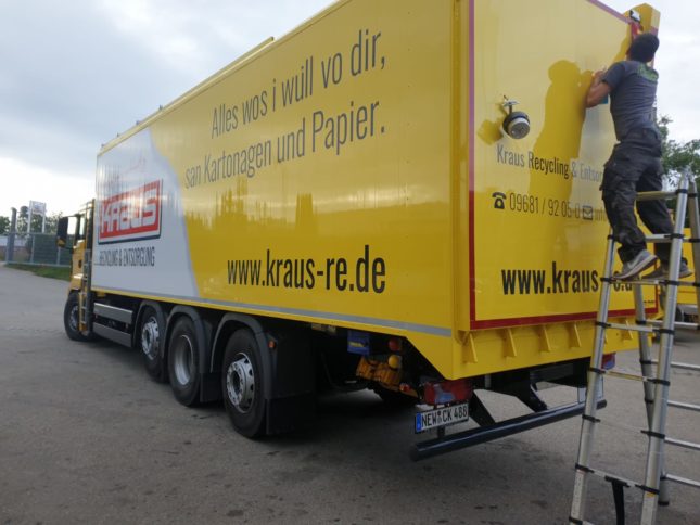 LKW Beklebung Werbung Folie Plane Truck Carwrap, Beklebung eines LKW für die Firma Kraus in Windischeschenbach