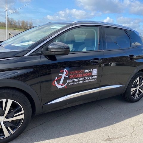 Magnetfolie Auto, Aufkleber, Magnettafel, abnehmbar, Werbung für das Hausboot Düsseldorf