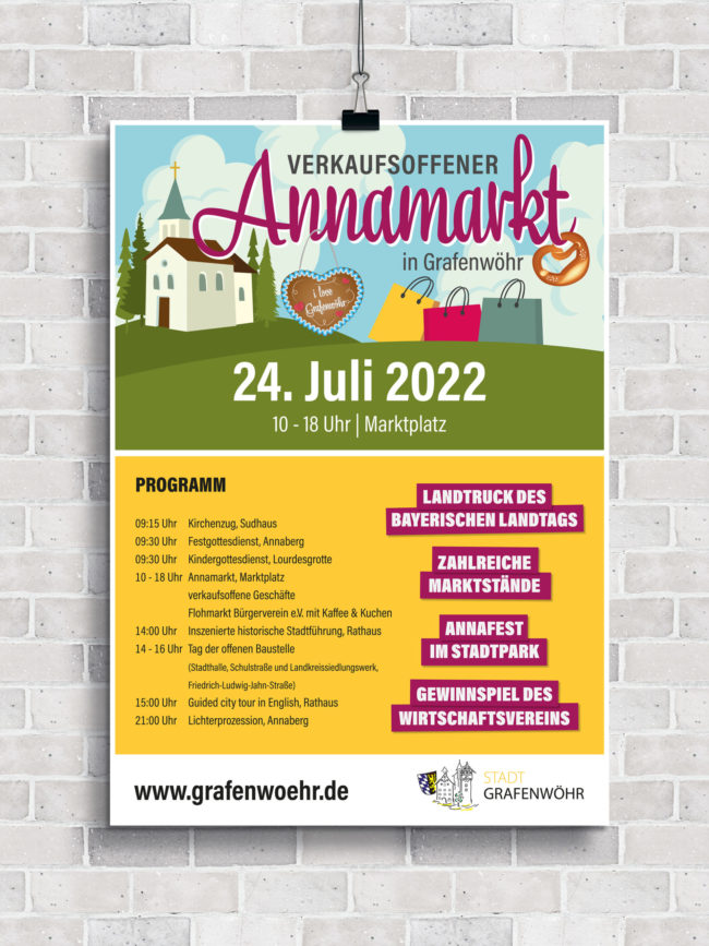 Plakat, Veranstaltung, Markt, Programm, Grafenwöhr, Shopping, Design für Annamarkt