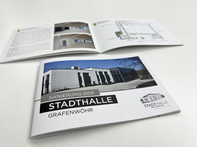 Stadthalle, Grafenwöhr, Fotografie, Halle, Broschüre, Foto, Sporthalle, vorher, nachher