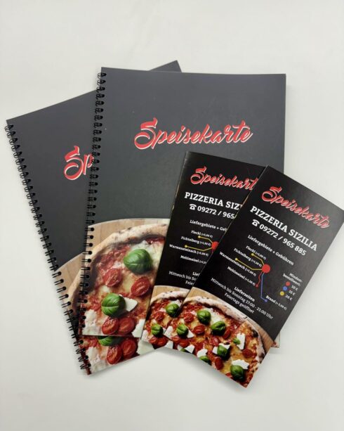 Gestaltung einer Speisekarte mit schwarzem Hintergrund