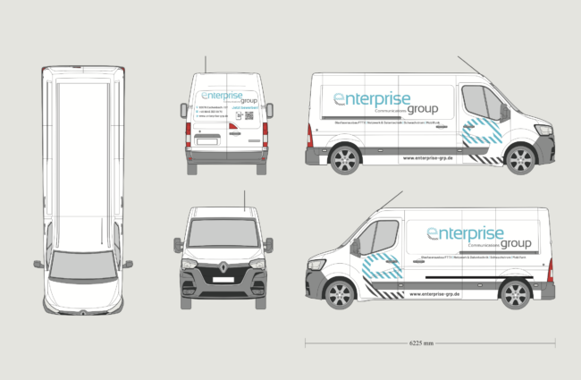 Entwurf der neuen Fahrzeugbeklebung für einen Renault Master