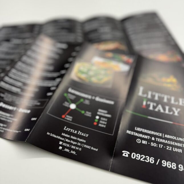Speisekarte zum Mitnehmen Little Italy in Brand, Flyer