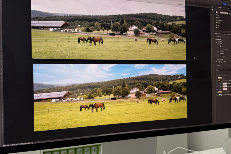 Vorher - Nachher Bild einer Bildbearbeitung, das Bild wurde freundlicher gestaltet