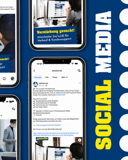 Social Media Post und Recruiting Kampagne für okticket