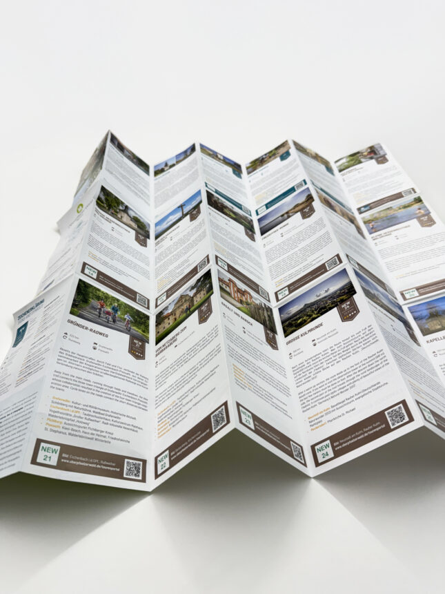 Gefalzte Karte mit den Sehenswürdigkeiten aus dem Oberpfälzer Hügelland