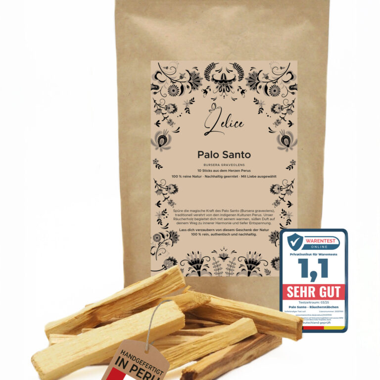 Verpackung mit 10 Palo Santo Sticks, handgefertigt in Peru
